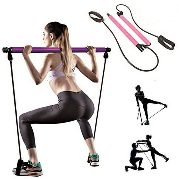 Kit de barre de yoga Pilates portable, équipement de Pilates avec barre de  bande de résistance pour l'entraînement total du corps, yoga, fitness,  étirement, entraînement de résistance à la maison 