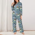 thumbnail image 2 of KLL Various Wild Sea Fish Print Women's Long Sleeve Pajamas with Pants Sleepwear Loungewear 2 Set-Large, 2 of 7