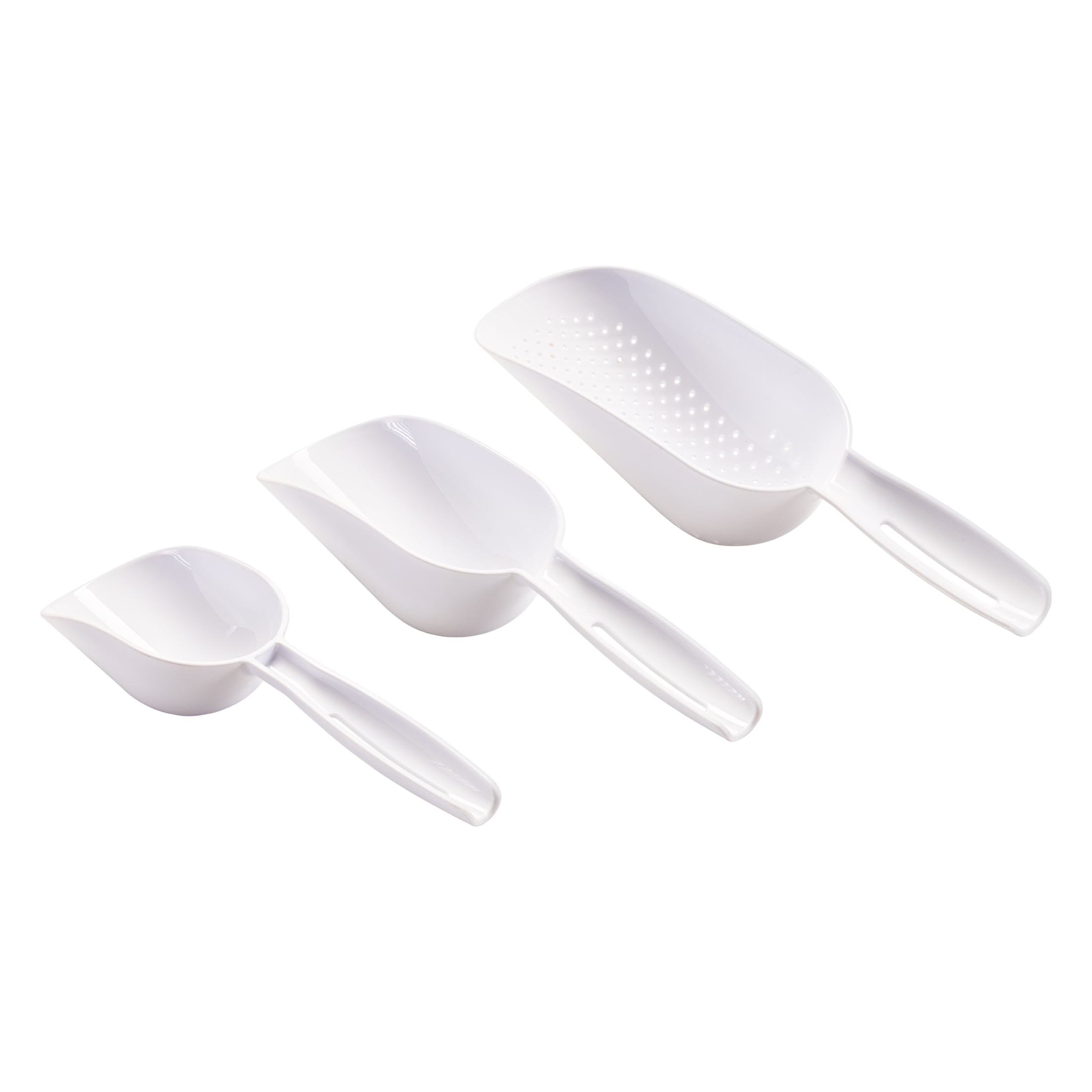 Mainstays 3-Piece Plastic Kitchen Scoop Set, White