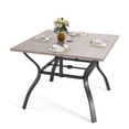 thumbnail image 3 of Patio Outdoor Dining Table, Wood-Grain Patio Square Table with Umbrella Hole, All-Weather Metal Dining Table for Party, Lawn & Garden - (37.8“ x 37.8”Natural), 3 of 7