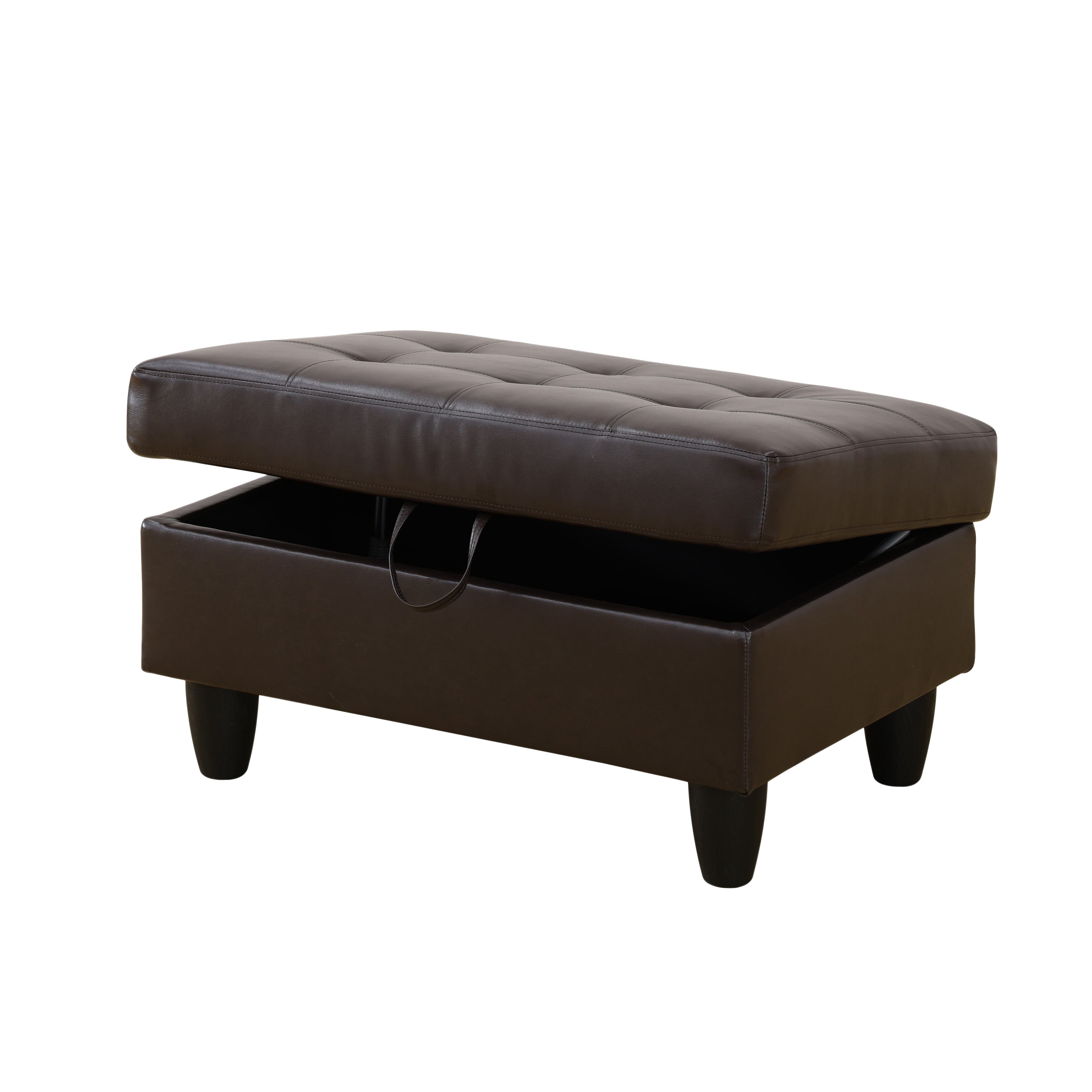 MAYEERTY Storage Ottoman, Breathable Leather Upholstered Footrest with Solid Wood Frame for Living Room Bedroom Entryway