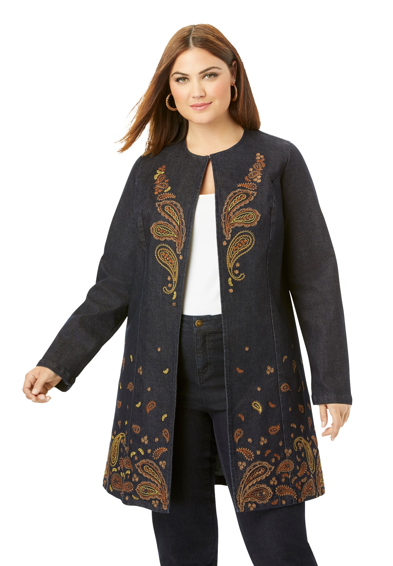 long collarless jacket