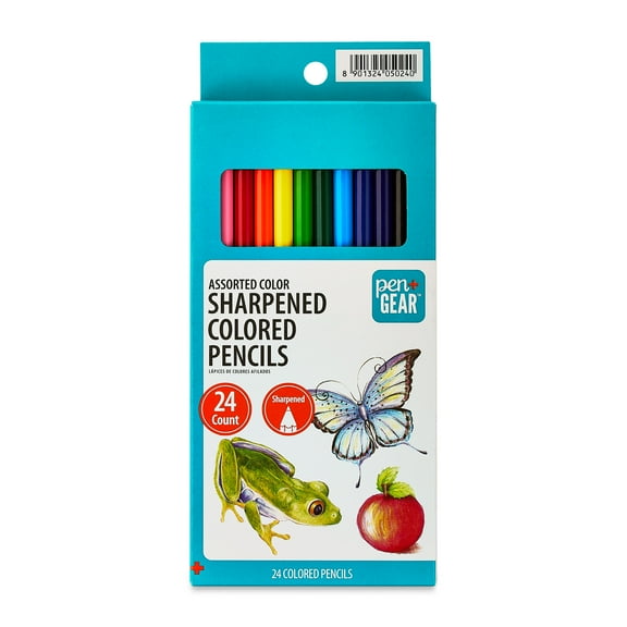 Pen+Gear Sharpened Colored Pencils, Assorted Colors, 24 Count