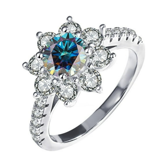 1-2 Carat 18K White Gold Moissanite Rings for Women Gift D Color VVS1 Diamond Rings Sterling Silver Ring jewelry Moissanite Engagement Rings with Certificate