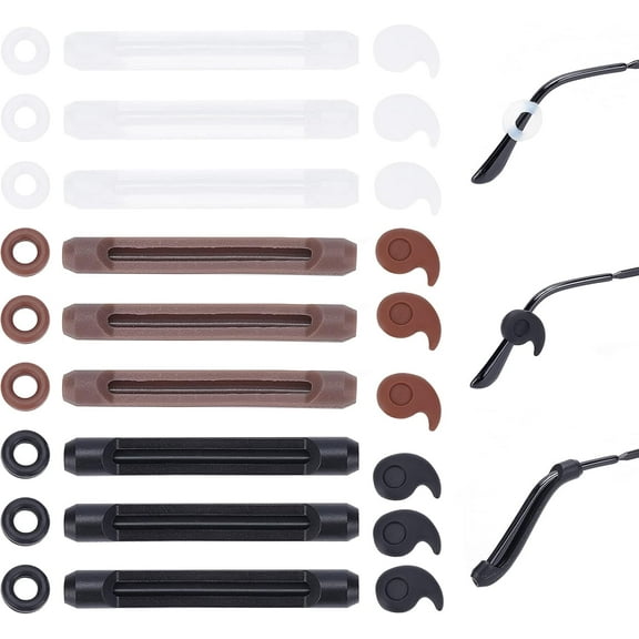 1Box 18 Pair Eyeglasses Retainers Silicone Anti-slip Glasses Temple Holders Safety Eyewear Ear Grips Hooks Feet Protectors