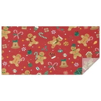 Red Christmas Gingerbread Man Pattern Rectangle Tablecloth 60"x120",Waterproof Polyester Rectangle Table Cloth, Wipeable Spillproof Polyester Tablecloth for Dining, Camping, Indoor and Outdoor