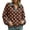 Brown, variant on Collared Tunics for Women V Neck Dot Print Button Placket Roomy Fit Elegant Clothes for Weekend Outings, (XXL)
