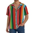 thumbnail image 3 of KLL Mexican Serape Blanket Stripes Print Men's Shirt Short Sleeve Button Down Summer Cuba Beach Shirts- XX-Large, 3 of 7
