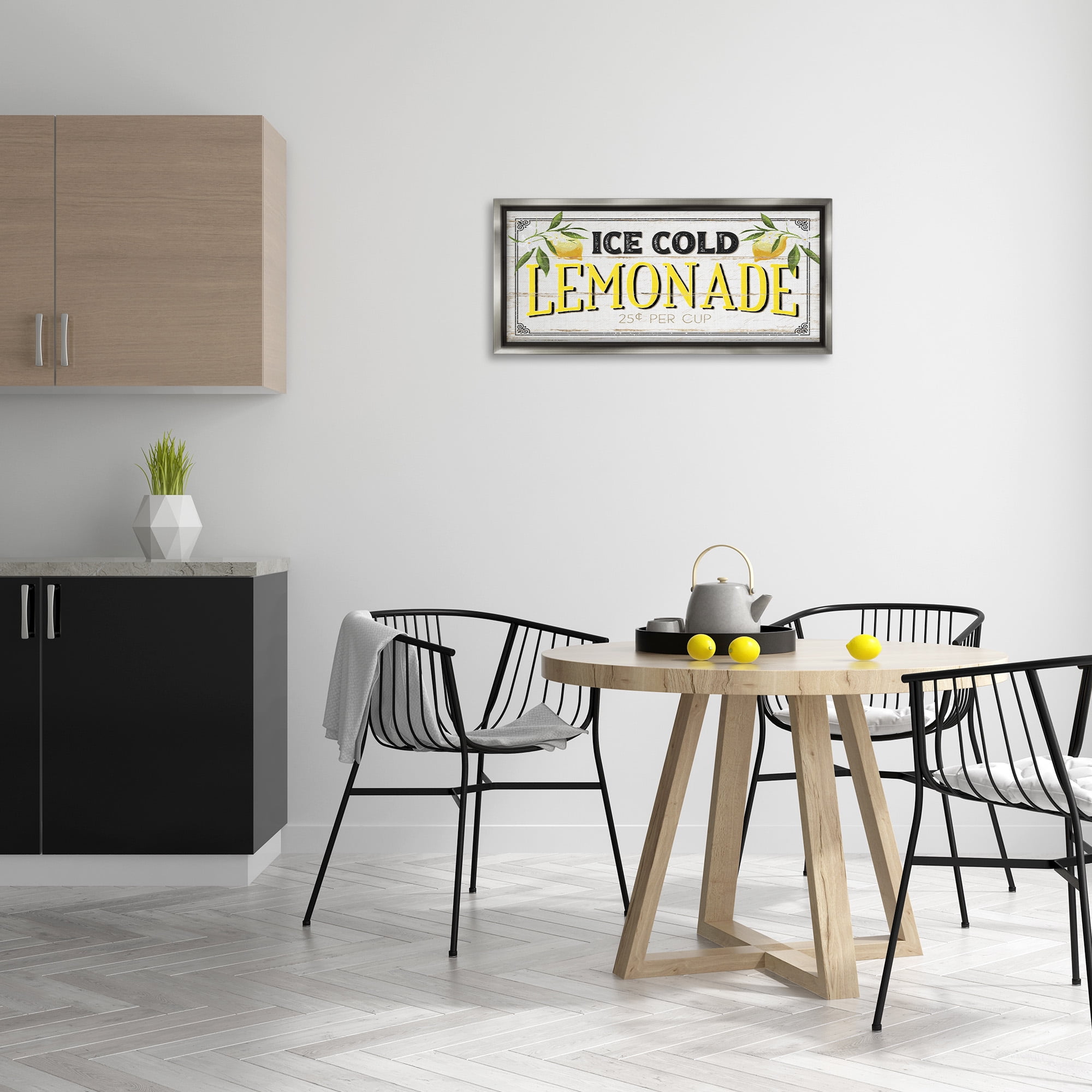 Stupell Industries Vintage Lemonade Stand Sign Food & Beverage Painting Gray Floater Framed Canvas Art Print Wall Art, 31 x 14