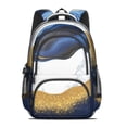 thumbnail image 2 of Blue Gold Marble Backpack for School,Cute School Bag,Schoolbag with Adjustable Shoulder Straps & Padded Back,16.9 Inch, 2 of 5