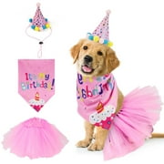 Dog Birthday Party Supplies, Dog Birthday Suit, Puppy Dog Pals Birthday Party Decorations, Dog Birthday Bandana Girl with Dog Birthday Hat Tutu Skirt