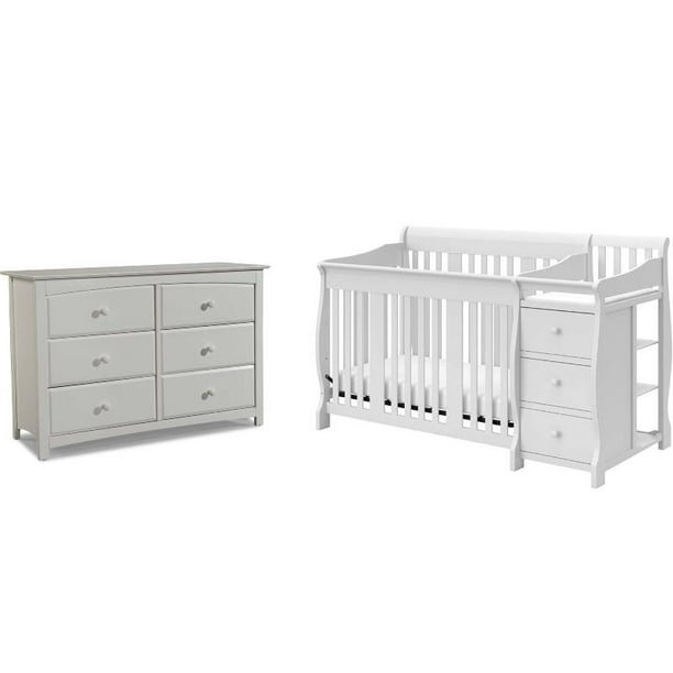 Baby Crib With Changing Table And 6, Grey Crib With Changing Table And Dresser