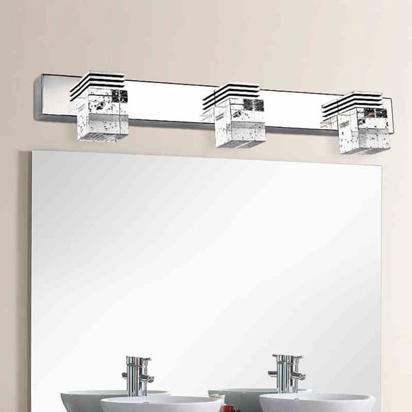 HIAKDOFT Decorative Bathroom Light Fixtures Crystal Mirror Light Stainless Steel 1Set