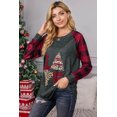thumbnail image 3 of ABPHQTO Top de manga larga con estampado navideño a cuadros rojos para mujer, 3 of 5