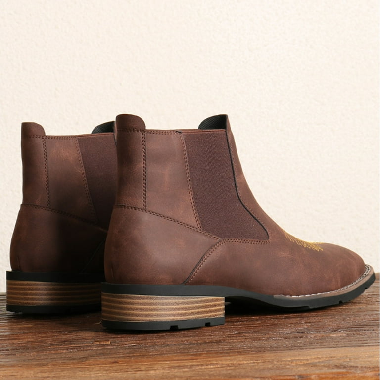 Chenyee Cowboy Boots for Men Square Toe Western Slip On Ankle