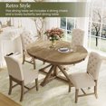 thumbnail image 5 of Aukfa 5-Piece Dining Set for 4, 42"-54" Extendable Table with 4 Upholstered Chairs for Dining Room/Living Room/Kitchen, Antique White, 5 of 8