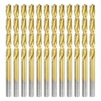 12pcs Titanium Twist Drill Bit 5/32" Drilling Dia High Speed Steel Drills for Hardened Metal, Stainless Steel, Cast Iron, Wood, Plastic