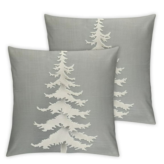 nygtbtfer Grey Christmas Pillow Covers Set of 2 Rustic Gray Decoration Tree Outdoor Decorative Throw Pillows Winter Pillowcases Linen Cushion Case Decor for Sofa Couch Bed White