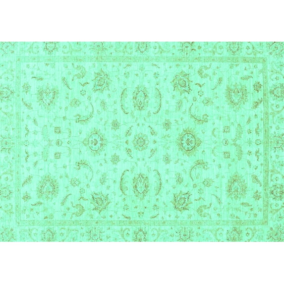 Ahgly Company Indoor Rectangle Oriental Turquoise Blue Traditional Area Rugs, 2' x 4'