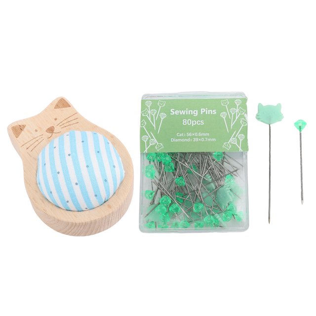 Alfileres Rectos, Cojín Portátil Con Forma De Gato, 40 Piezas Con Punta De Diamante, 40 Piezas Con Punta De Gato, Exquisita Artesanía, Alfileres De Costura Para Marcar De
