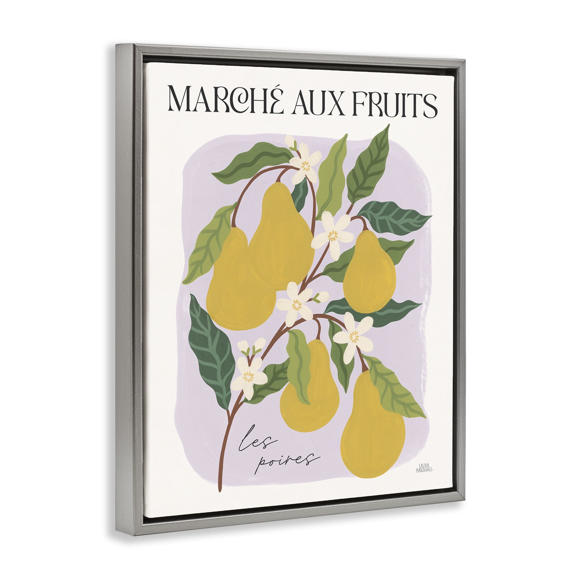 Stupell Industries Marche Aux Pears Food & Beverage Painting Gray Floater Framed Art Print Wall Art, 25 x 31