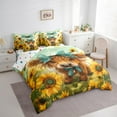 thumbnail image 4 of Homewish Cute Highland Cow 7-Piece Bedding Comforter Set,Farm Highland Cattle King Bedding Sets,Yellow Sunflower Blue Bow Tie Bed Sheets For Girl Boys,Ultra Soft Home Decor Reversible, 4 of 9