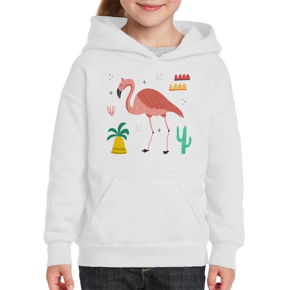 Flamingo Summer Illustration Hoodie Juniors -Image by Shutterstock, Medium