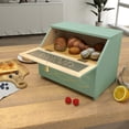thumbnail image 5 of MROJISC Double Layer Bread Box for Kitchen Countertop, Modern Corner Large Bread Storage Bin (Green), 5 of 6