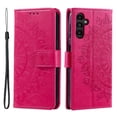 thumbnail image 6 of Wallet Case Compatible with Samsung Galaxy S24 Plus PU Leather, Mandala Flower Floral Embossed Stand Feature with Wrist Strap and 3-Slots ID & Credit Cards Pocket Magnetic Clasps - Red, 6 of 6