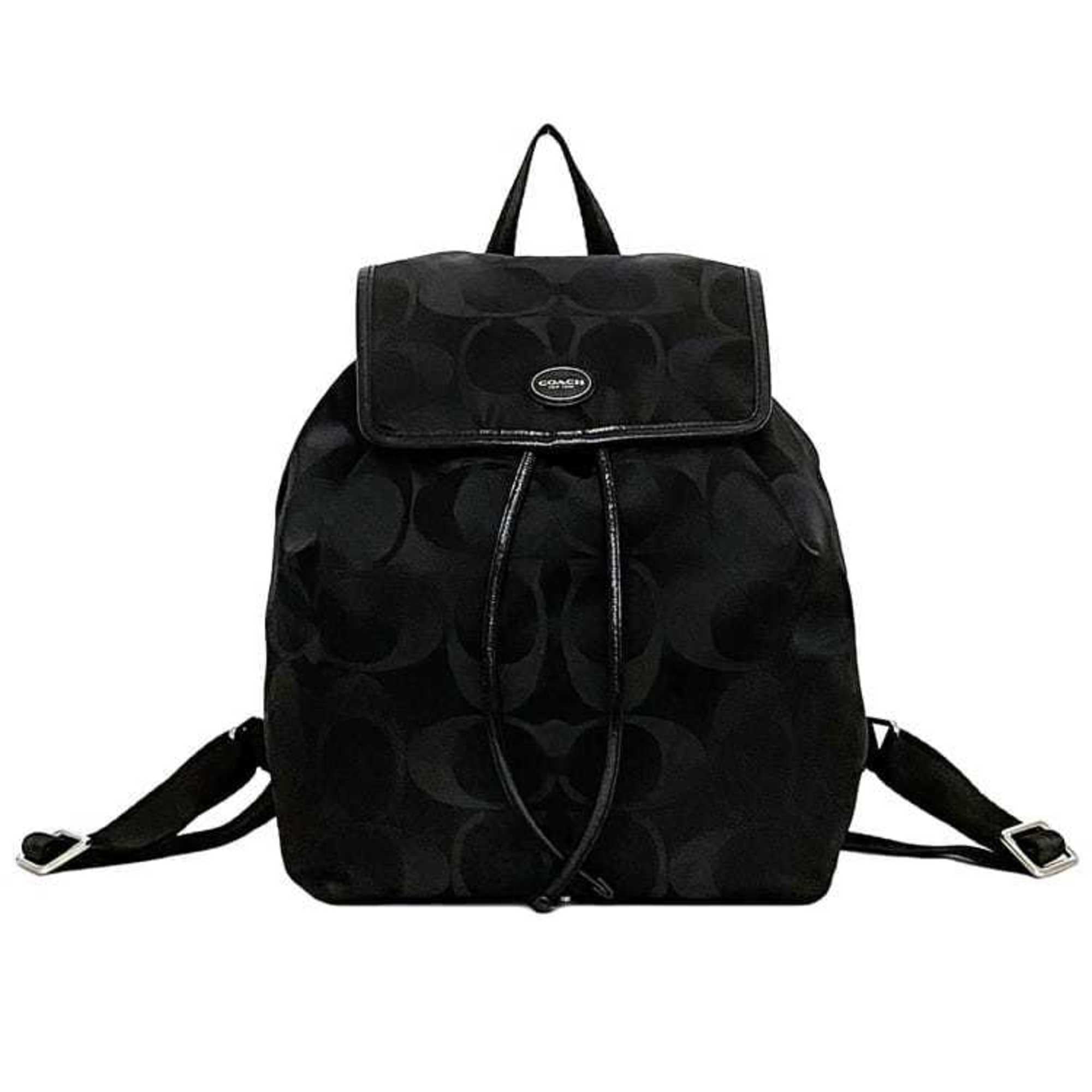 Pre-Owned Coach Backpack ec-22300 Black Signature F77350 