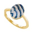 thumbnail image 1 of 10kt Yellow Gold Womens Round Blue Color Enhanced Diamond Striped Cluster Ring 1/6 Cttw, 1 of 1