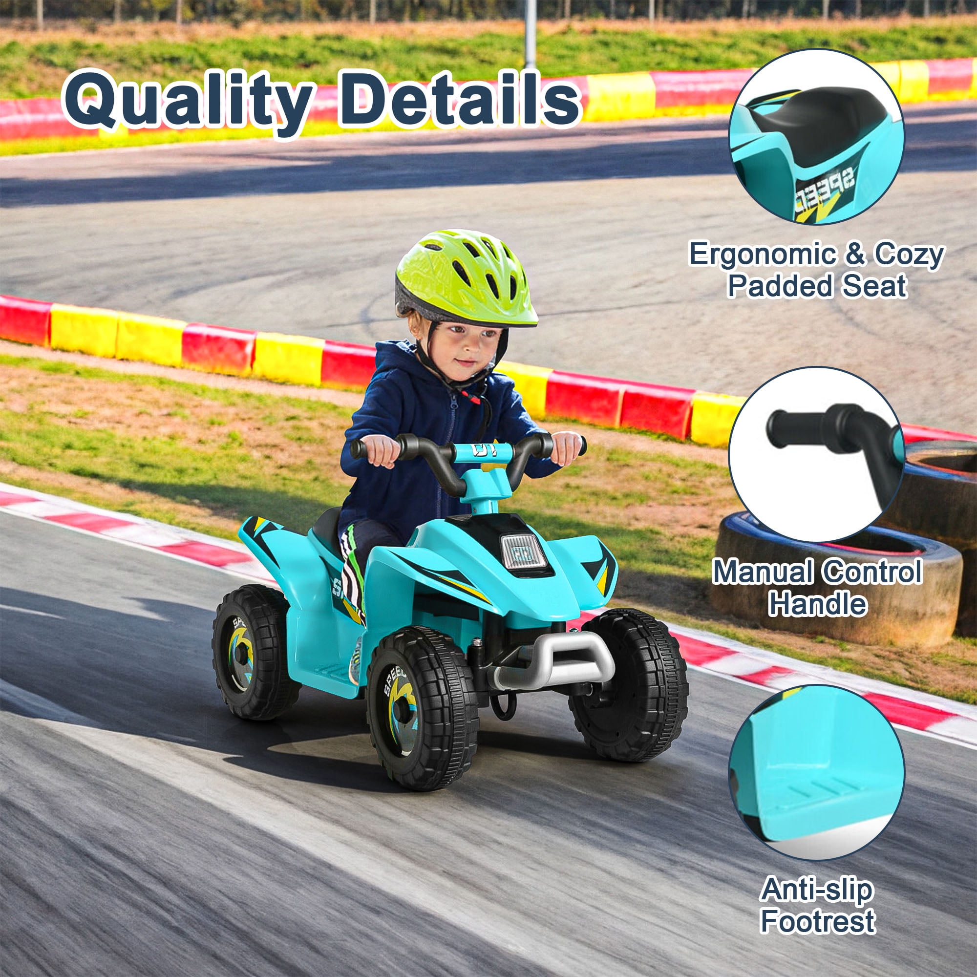 Resenkos 6V Kids Ride On Electric ATV, Ride Car with 4 Wheels, Ride-On Toy for Toddlers 1-3 Boys & Girls(Blue)