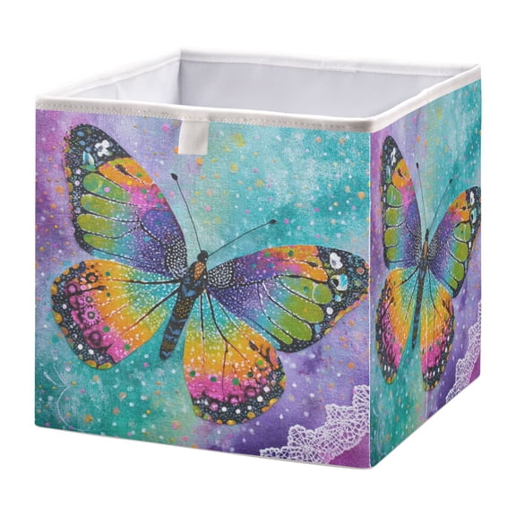 DEIARA Monarch Butterfly Storage Basket Foldable Easy to Clean Durable with Hollow Support Plate with Handle 11.02×11.02×11.02 in