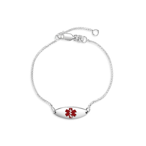 5.5"- 6.5" Medical Emergency Kids / Children's Bracelet - Sterling Silver