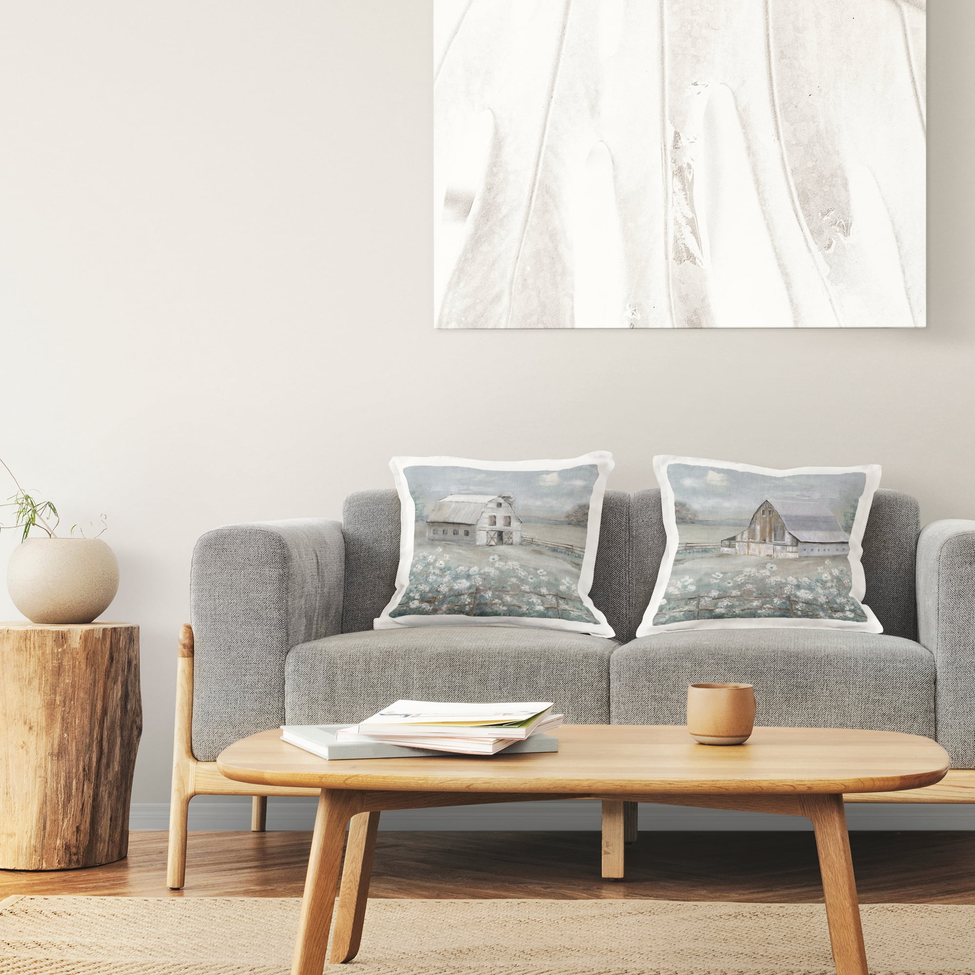 Stupell Industries Farm Barns Blue Meadows Decorative Printed Throw Pillow Design by Sally Swatland.