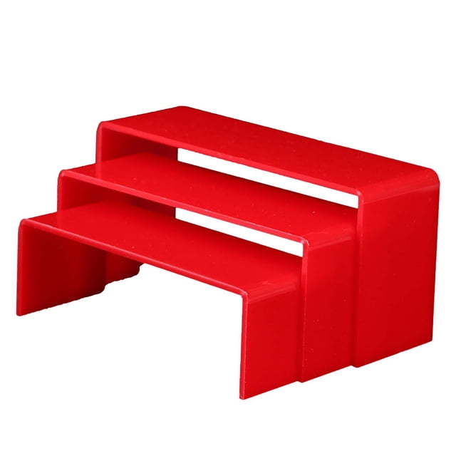 Abbracc 3 Pcs Acrylic Display Stand Display Rack Holder Shelf Multi-Tier Multifunctional red