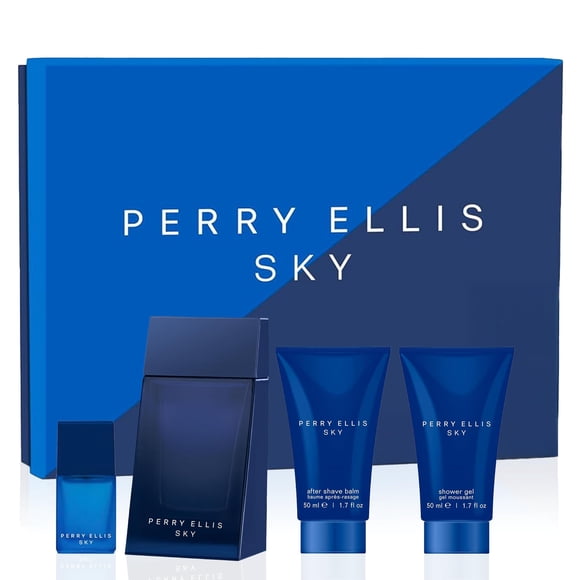 Set Perry Ellis Sky 4Pzs Fragancia 100Ml Edt Spray/ After Shave 50Ml/ Shower Gel 50Ml/ 7.5Ml Edt Spray