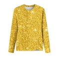 thumbnail image 4 of Lovskoo Long Sleeve Shirts for Women Spring Fall Sparkly Sequin Printed Round Neck Pullover Casual Yellow L, 4 of 5