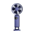 thumbnail image 1 of Mini ventilador plegable de mano con soporte para teléfono, silencioso, pantalla LED, ventilador de escritorio colgante Azul, 1 of 9