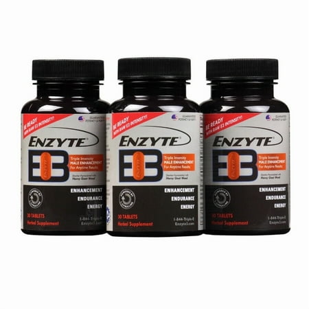 Enzyte3® Triple Intensity Male Vitality Supplement with Energy & Endurance Support. L-Citrulline, Guarana Seed, Epimedium. Niacin, Vitamin B6 & B12, Folate. 30-Day Supply, 30 Count Bottle (3 Pack)