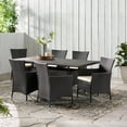 thumbnail image 2 of GDF Studio Akira Outdoor Wicker 7 Piece Dining Set with Cushions, Multibrown and Cream, 2 of 13