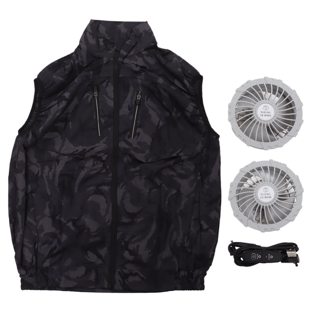 Chaleco con ventilador de refrigeración de verano, ventilador blanco desmontable USB, chaleco de trabajo para aire acondicionado para jardinería XL, camuflaje profundo