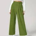 thumbnail image 2 of XFLWAM Womens Wide Leg Dress Pants Elastic High Waist Pleated Suit Pants Casual Loose Work Pants Business Office Slacks with Pocket Army Green S, 2 of 9
