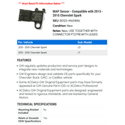 MAP Sensor - Compatible with 2013 - 2015 Chevrolet Spark - AC Delco