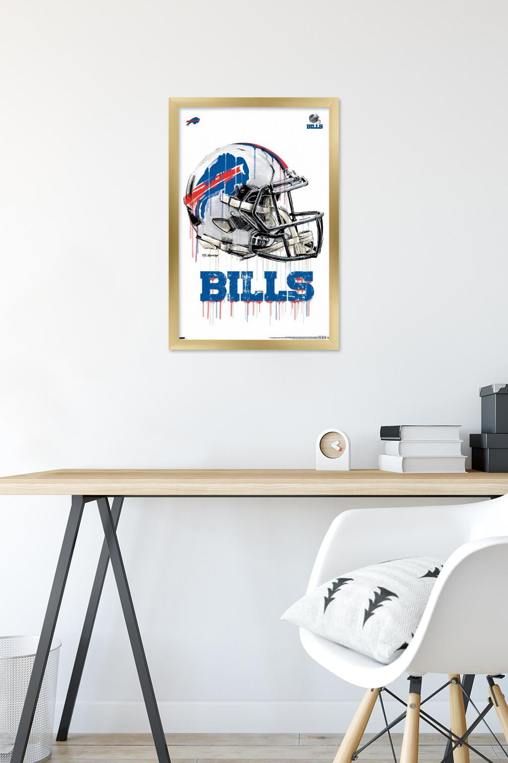 NFL Buffalo Bills - Drip Helmet 20 Wall Poster, 14.725" x 22.375", Framed