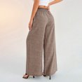 thumbnail image 5 of Women's High Waisted Palazzo Pants Cotton Linen Wide Leg Trousers Casual Smocked Waist Beach Pants Flowy Long Swing Pants, 5 of 10