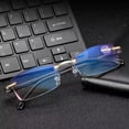 thumbnail image 3 of SharkTRUE Men Anti Blue Light Blocking Rimless Reading Glasses Readers Hinge Spring, 3 of 8