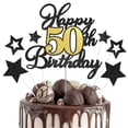 thumbnail image 1 of Topper para pastel de 50.º cumpleaños Happy 50th Birthday negro y dorado, 1 of 7