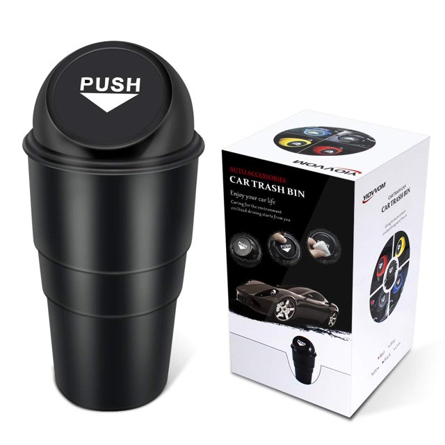 Yiovvom Bote De Basura Para Automóvil Con Tapa, A Prueba De Fugas, Portavasos Para Vehículos, Bote De Basura Para Automóvil, Contenedor De Basura Pequeño Para Automoción, Oficina, Hogar, Cocina (Negro