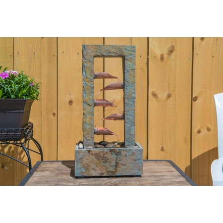 - Kenroy Home Spillway Indoor Table Fountain - Slate and Copper Finish